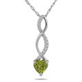 10k White Gold Peridot and 1/10ct TDW Diamond Necklace