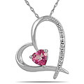 14k White Gold Pink Topaz and Diamond Heart Necklace