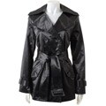Black Rivet Women's Short Satin Trench Coat
