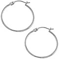 10k White Gold Wire Hoop Earrings