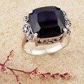 Sterling Silver Marcasite and Purple CZ Ring (Thailand)