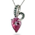 10k White Gold Pink Topaz and 1/5ct TDW Blue Diamond Necklace