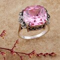 Sterling Silver Marcasite and Pink CZ Ring (Thailand)