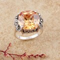 Sterling Silver Marcasite and Champagne CZ Ring (Thailand)
