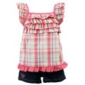 US Polo Girl's 2-piece Ruffle Plaid Shorts Set