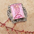 Sterling Silver Bold Marcasite and Pink CZ Ring (Thailand)