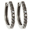 Black Rhodium 14k Gold 1/5ct TDW Black Diamond Hoop Earrings