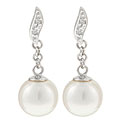 14k Gold FW Pearl and 1/10ct TDW Diamond Earrings (8.5-9 mm)