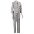 FINAL SALE Nine West Women's 2-piece Grey Mini Rib-stripe Suit