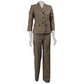 Nine West Women's 2-piece Beige Ticking Stripe Suit