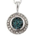 10k White Gold 1/4ct TDW White and Blue Diamond Necklace (J, I2)