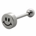 Surgical Steel Etched Smiley Face Logo Barbell