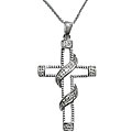 Sterling Silver and CZ Studded Cross Necklace