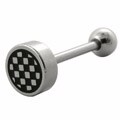 Surgical Steel Etched Checkerboard Logo Tongue Ring