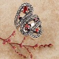 Sterling Silver Marcasite and CZ Bypass Ring (Thailand)