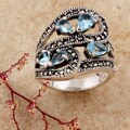 Sterling Silver Marcasite and CZ 'Petals' Ring (Thailand)