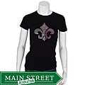 Crazy Haute Women's Rhinestone Fleur de Lis T-shirt