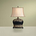Black and Silvertone Three-way Table Lamp