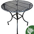 Iron Folding Round Pewter Patio Table with Umbrella Hole