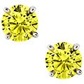 14k White Gold 2/5ct TDW Canary Diamond Stud Earrings (SI)