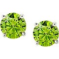 14k White Gold 1ct TCW Green Diamond Stud Earrings (I1)