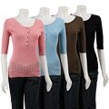 Lou Lou Women's Scoop Neck Button-front Sweater