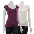BCBGeneration Women's Braided Sheer Detail Top