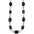 Charming Life Silver Onyx and Pearl Necklace (5.5-8.5 mm)