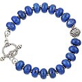 Sterling Silver Charming Life Blue Lapis Bali Bead Bracelet