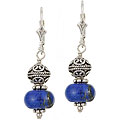 Sterling Silver Charming Life Blue Lapis Bali Bead Earrings