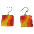 Square Fused Glass Flames Earrings (Chile)
