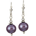 Sterling Silver Charming Life Purple FW Pearl Earrings (9-10 mm)