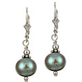 Charming Life Sterling Silver Sage Green FW Pearl Earrings (9-10 mm)