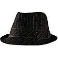 Yesac Unisex Black Pinstriped Wool Fedora Hat