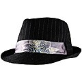 Yesac Unisex Black Pinstriped Fedora Hat