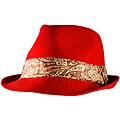 Yesac Unisex Red Wool Fedora Hat