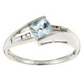 10k White Gold Aquamarine and Diamond Ring (Size 7)