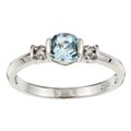 10k White Gold Blue Topaz and Diamond Ring (Size 7)