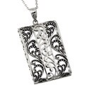Sterling Silver 18-inch Antique Finish Feathers Necklace