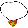 Fused Glass '1960s Red and Yellow' Heart Pendant (Chile)