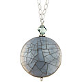 Silver Charming Life Grey Mother of Pearl Crackle Necklace
