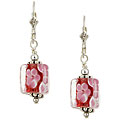 Sterling Silver Charming Life Pink Art Glass Cube Earrings