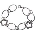 Stainless Steel Flower and Oval Link Bracelet