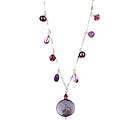 Silver Charming Life Lavender Coin Pearl and Amethyst Fringe Necklace (16 mm)