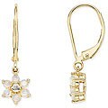 10k Gold Opal and Diamond Accent Flower Earrings