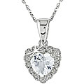 10k White Gold White Topaz/ Diamond Heart Necklace