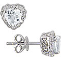 10k Gold 1/10ct TDW Diamond White Topaz Heart Earrings