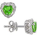 10k Gold Peridot and 1/10ct TDW Diamond Heart Earrings