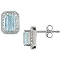 10k Gold Blue Topaz, 1/5ct TDW Diamond Earrings