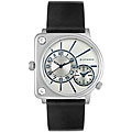 Giordano Men's Dual Time Black Leather Watch